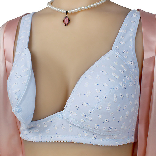 Spring and summer thin pregnancy front button nursing bra fresh floral large size cross-border wholesale large size confinement nursing bra