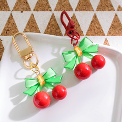 Cute Cherry Bag Charm Acrylic Fruit Cherry Keychain Earphone Case Accessory Car Keychain
