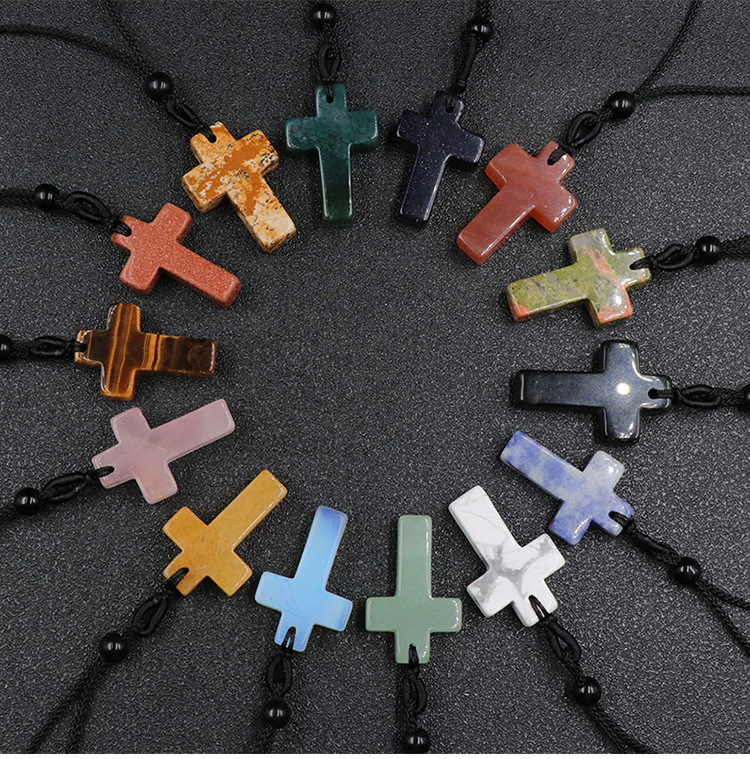 Casual Cross Crystal Polishing Pendant Necklace display picture 1
