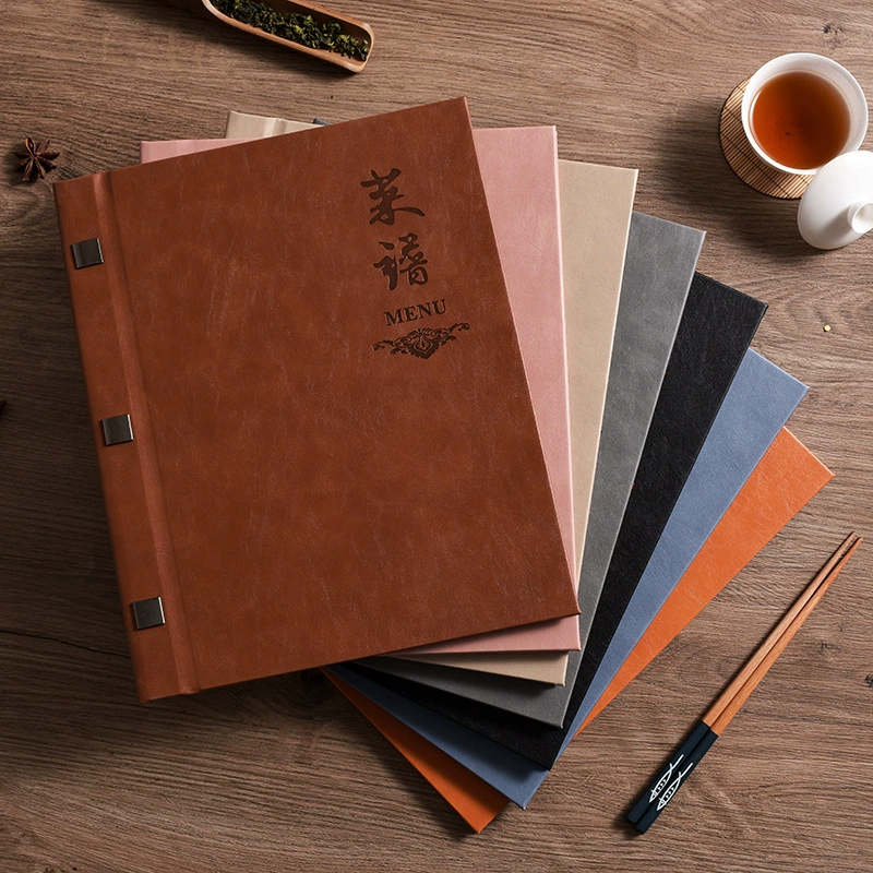 Книга рецептов из высококачественной кожи А4, вставка в прозрачную сумку, руководство по обслуживанию отеля, меню рецепта, производство винного списка