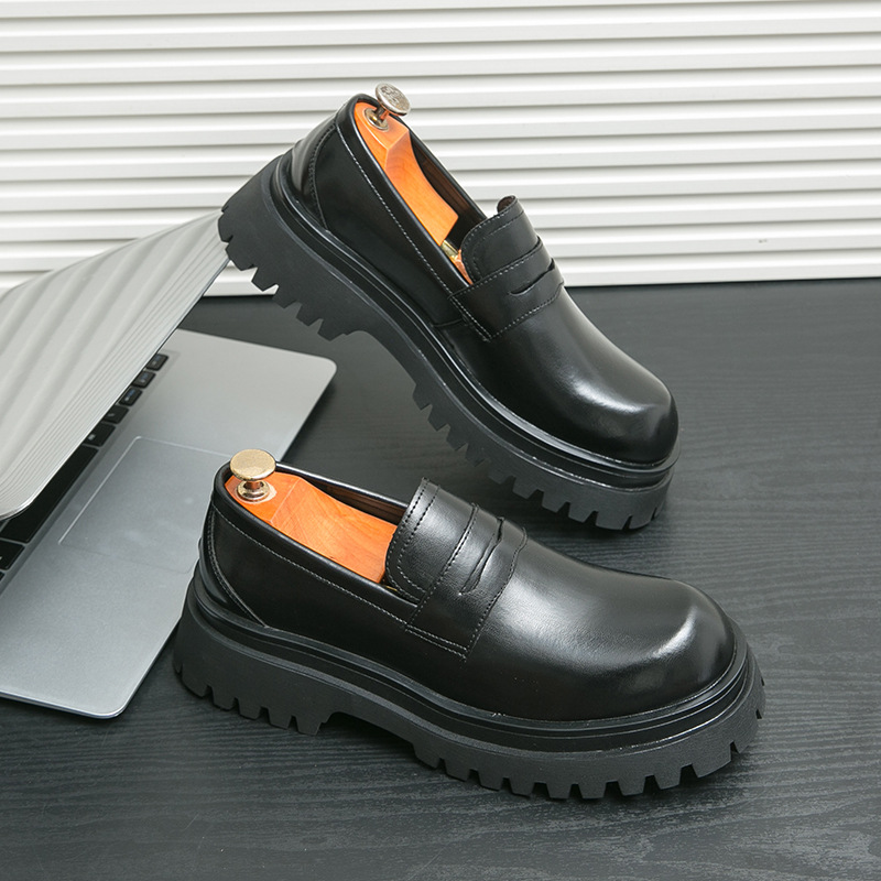 Zapatos Lofu de suela gruesa para hombre, transfronterizo de gran tamaño, nuevos zapatos de cuero de un solo pedal, zapatos de vestir de negocios para hombres de moda, se pueden enviar en nombre de