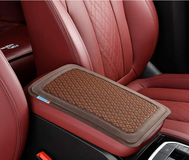Manufacturer's Direct Cross-Border Sales of Car Ice Silk Cooling, Breathable, Non-Slip Armrest Box Mats, Comfortable and Universal Armrest Pads for the Car Interior