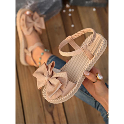 Women's Fashionable Bowknot Design Slip on Sandals Casual