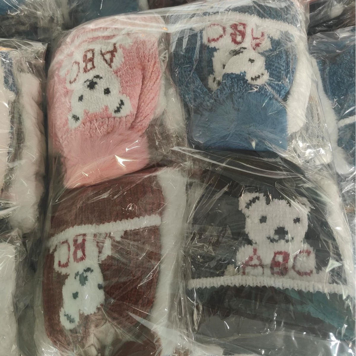 Популярная детская вязаная шапка ABC с медведем, набор из двух предметов, оптовая цена от производителя, красивый дизайн.