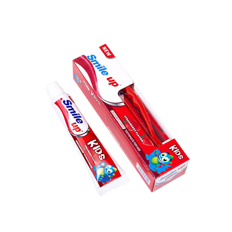 Foreign Trade Export Kidsren's Strawberry Flavored Toothpaste 50g Comes with a Toothbrush to Prevent Cavities, Care for Gum Health, and Gently Clean the Mouth