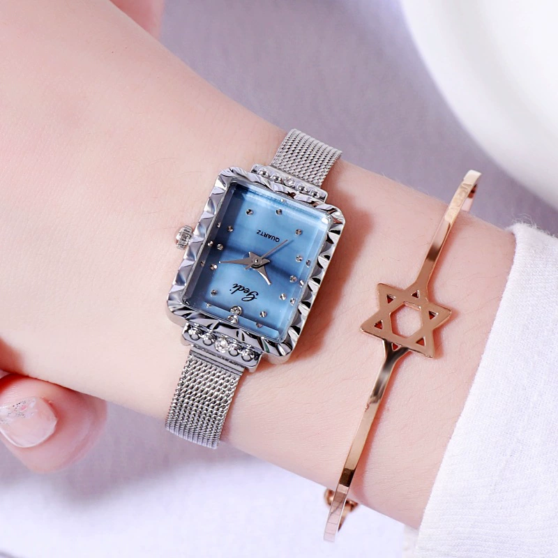 Стильные квадратные женские часы Gospel Fashionable square universal женские часы, водостойчные кварцевые швейцарские часы, простой и элегантный дизайн, оптом