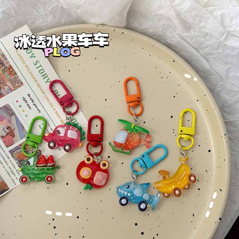 Fruit Cars Keychain Fun Truck Transparent Jelly Pendant Girly Heart School Bag Pendant Gift