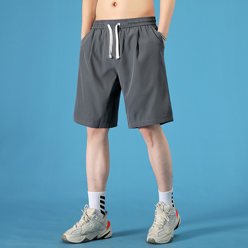 シャツの少ない服装の男性の半ズボンの夏の薄いタイプの大きいサイズのカジュアルなビーチのズボンの運動の氷の糸のゆったりしているカジュアルな5分のズボン|undefined