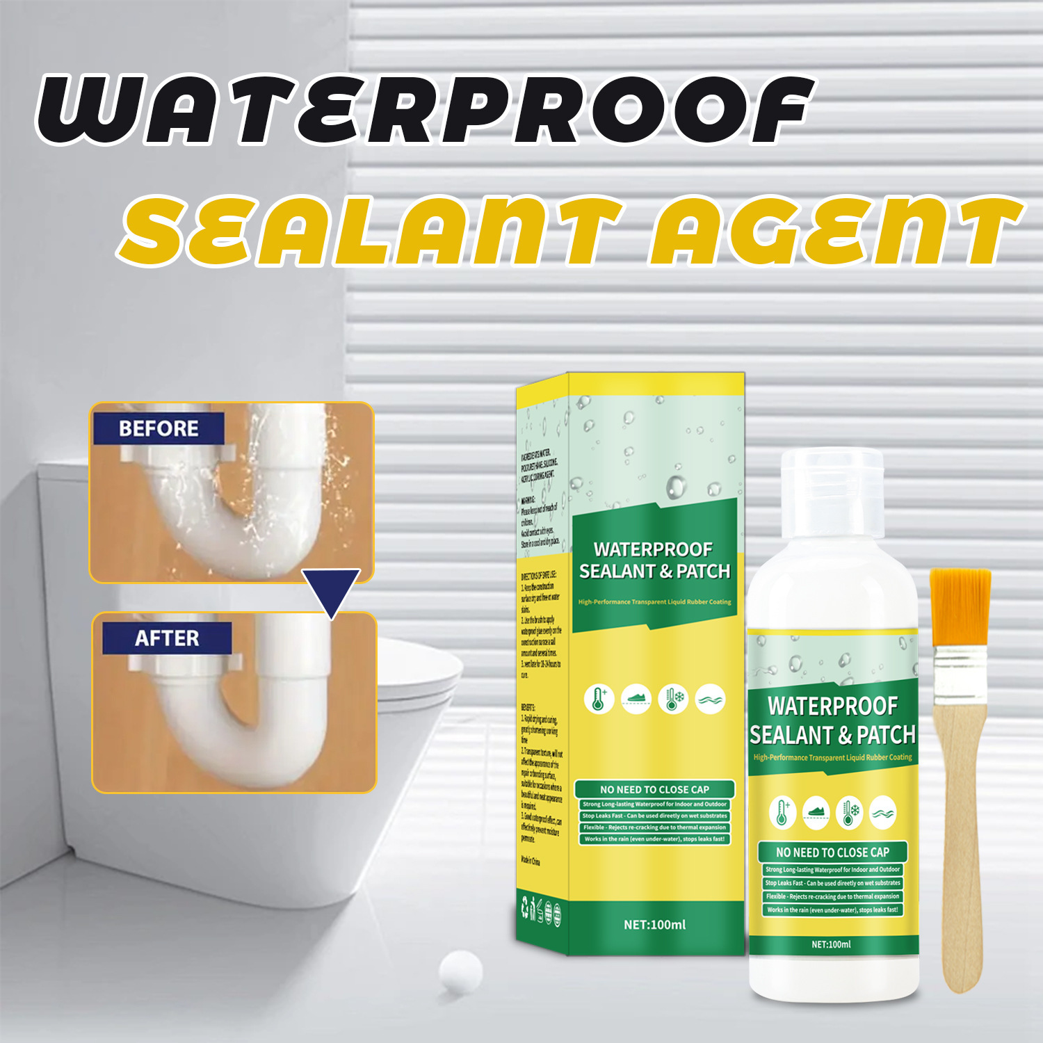 跨境亚马逊 透明防水胶室内外墙卫生间防水涂料 丙烯酸防水材料