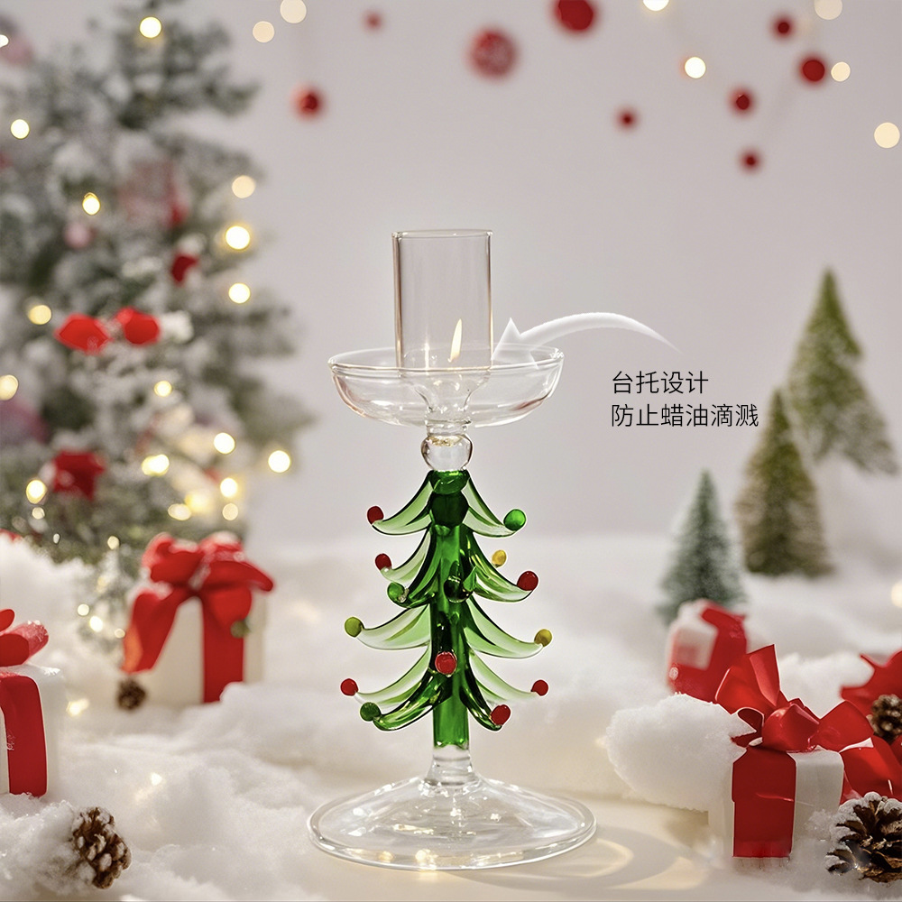 Árbol de Navidad europeo candelabros de vidrio navideño guirnaldas candelabros de color retro candelabros caseros decoración para el hogar