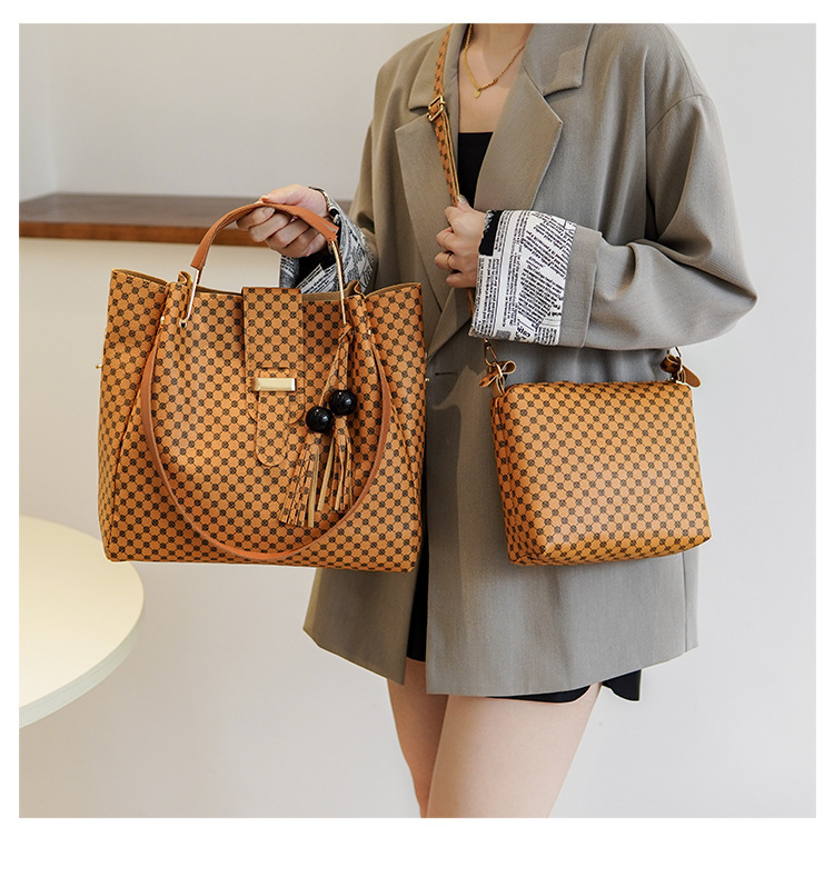 Square Shape Women's Large Pu Leather Round Dots Elegant Streetwear Square Zipper Bag Sets