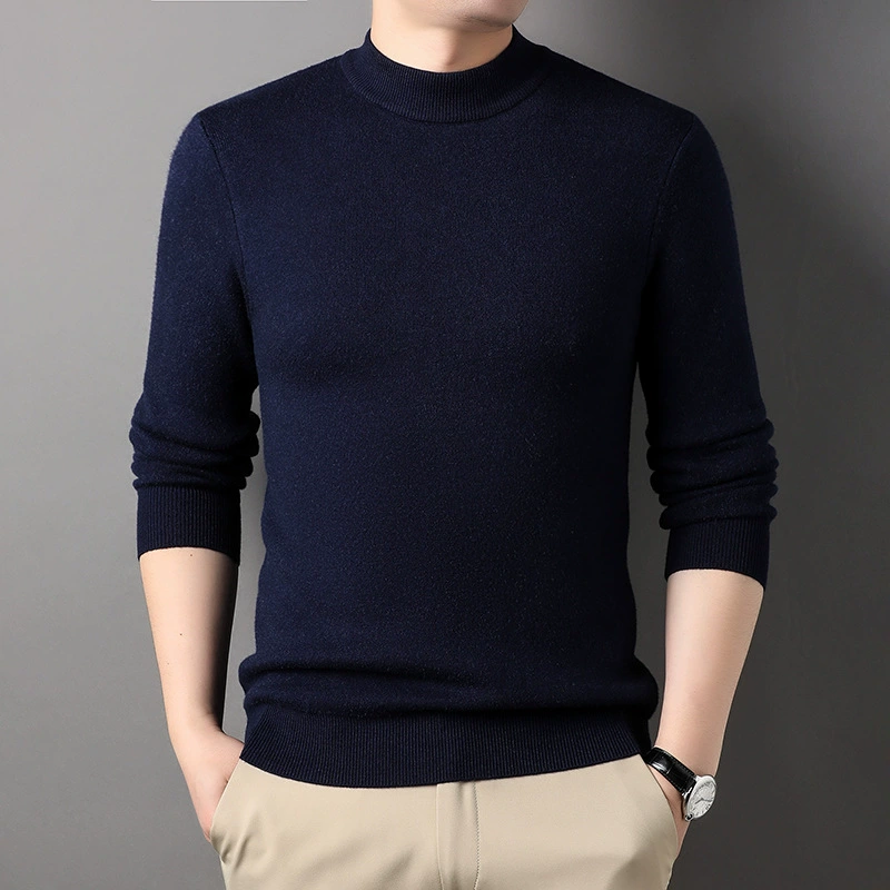 Fashionable sweater, universal colored knitted warm long-sleeve for leisure, high collar, wholesale