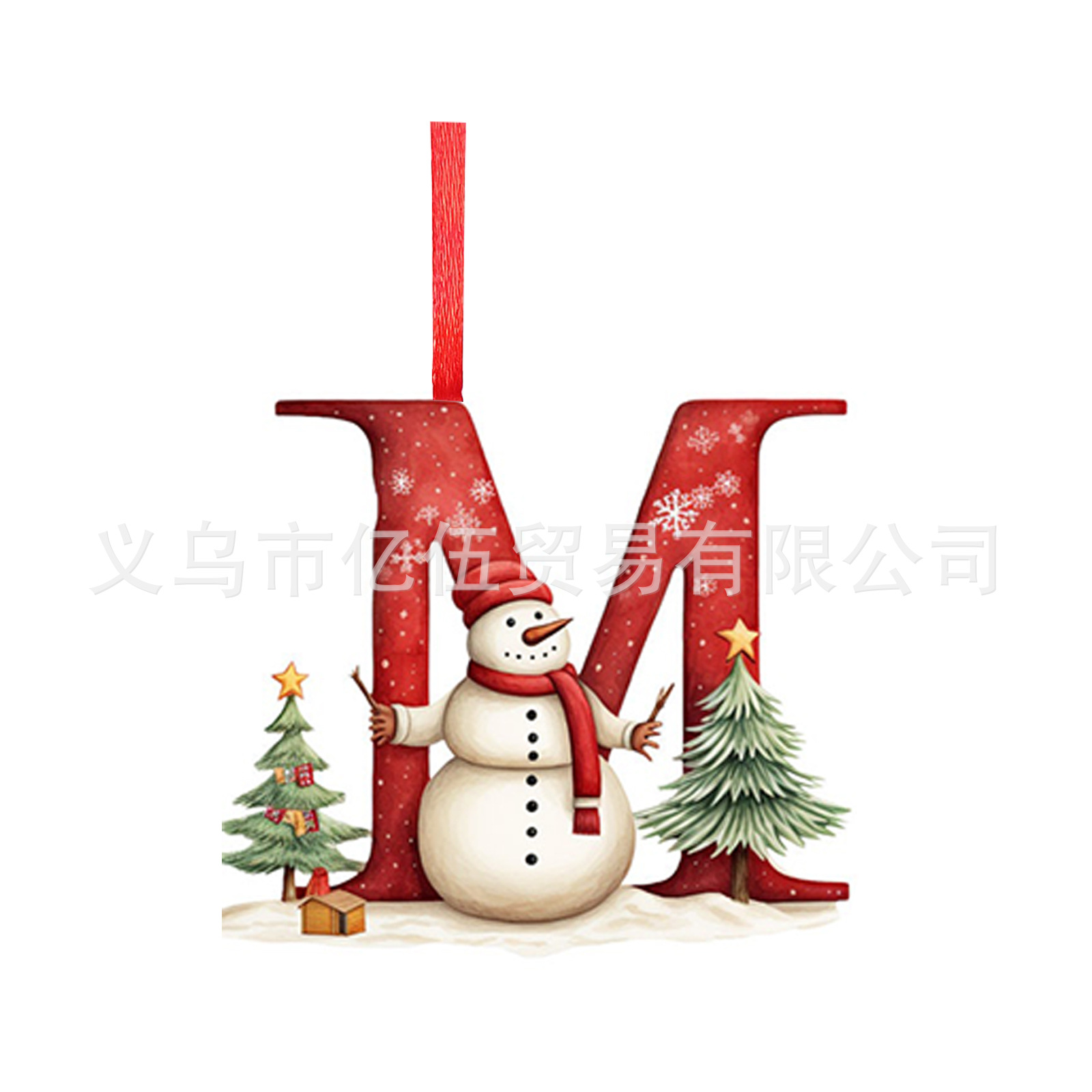 Nuevos productos transfronterizos 26 letras muñeco de nieve bebé colgante de Navidad acrílico plano árbol de Navidad decoración para el hogar colgante image 18