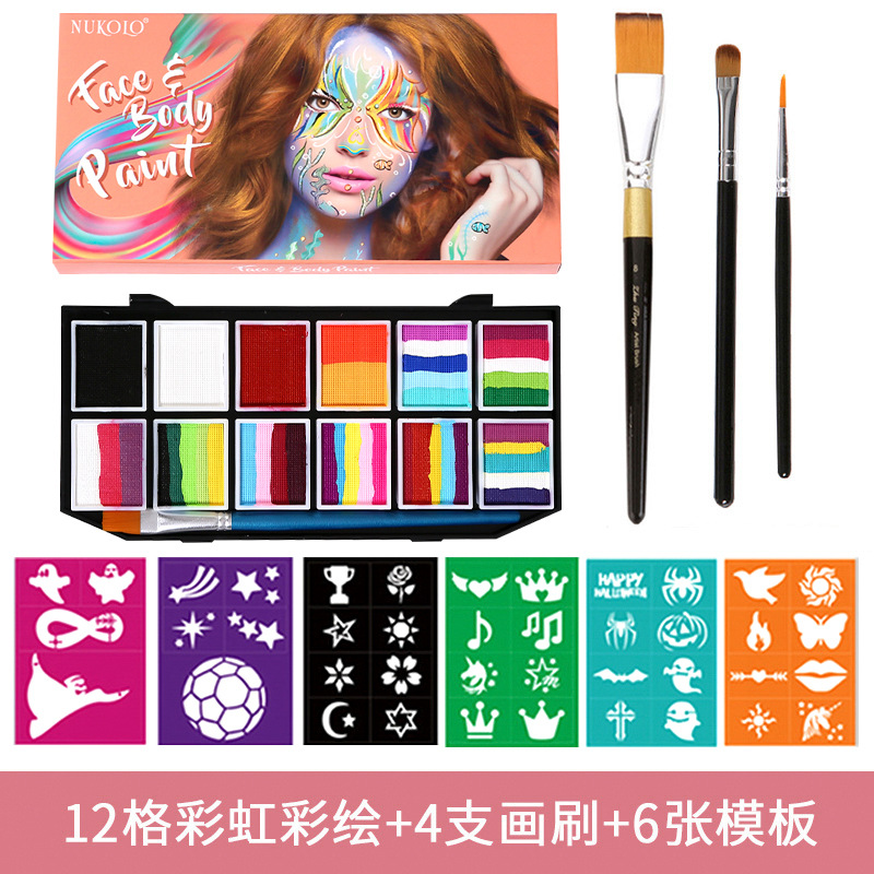 Nu Xiaoyu nuevo 12 color arco iris paleta acuarela cuerpo humano pintura pintura pintura de escena crema de maquillaje