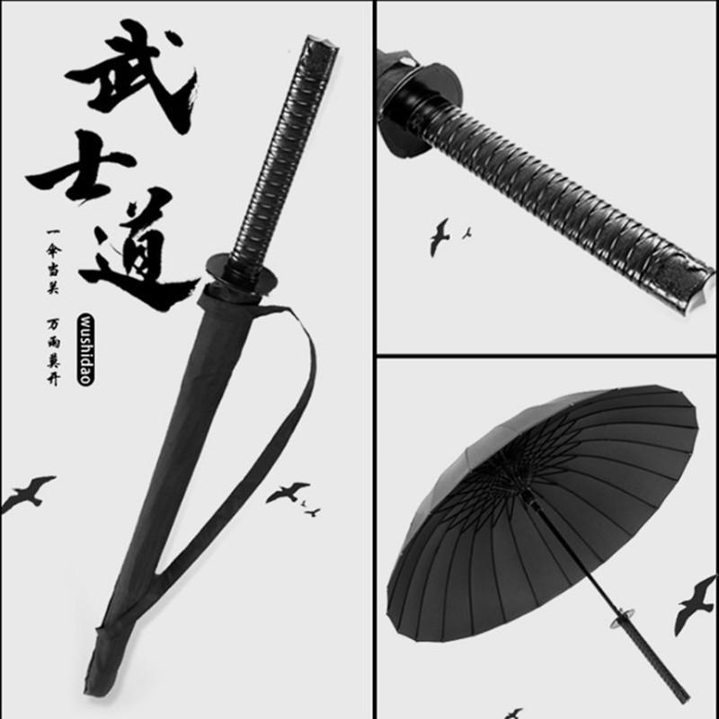 Paraguas Katana tipo espada con impresión de LOGO, paraguas recto semiautomático de regalo y publicidad