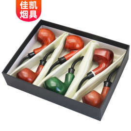 巴花木木质烟斗礼盒套装 六件套过滤弯式烟斗跨境多款式wood pipe