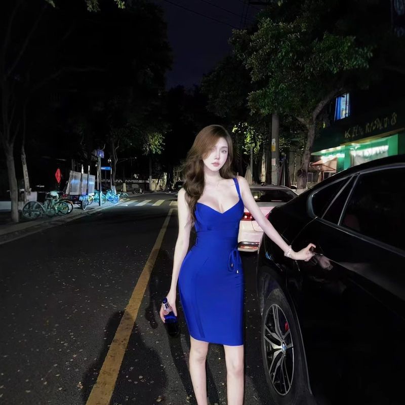 European and American bandage dress new ladies belt skirt sexy hip bandage dress