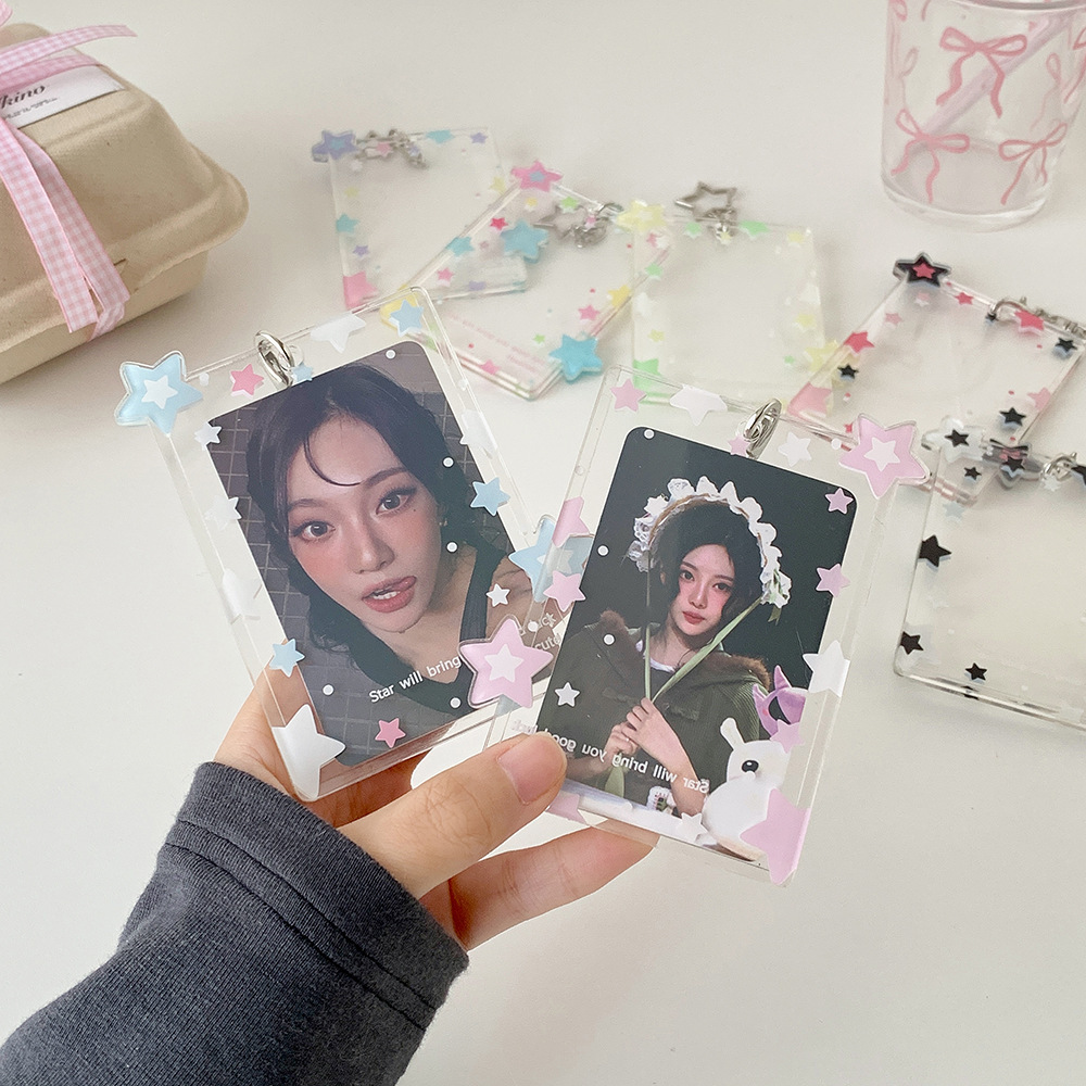 Hisocute tarjeta de estrella de color de tres pulgadas colgantes de pantalla de colgantes de tarjeta pequeña bolsa colgante