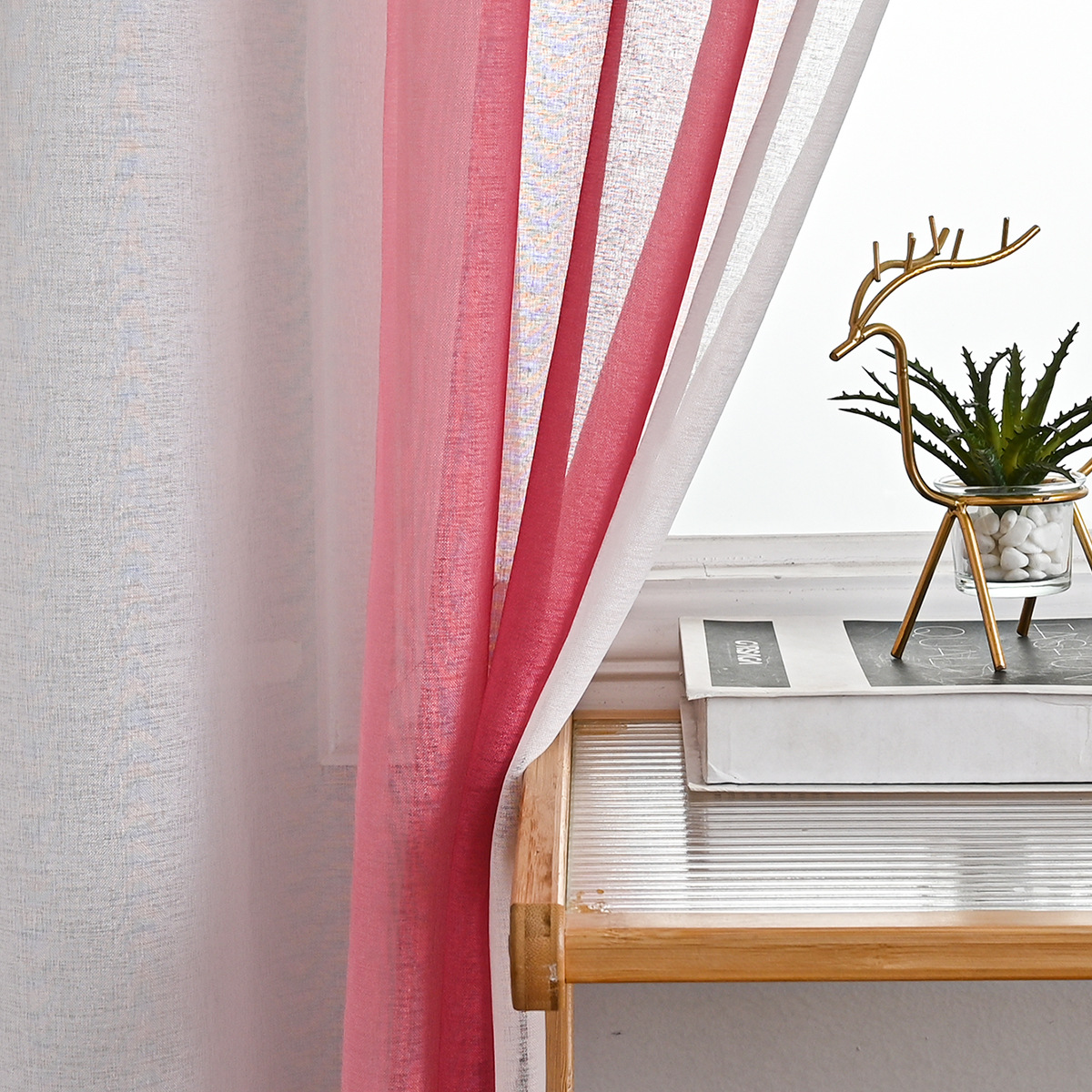 TEMU transfronterizo color gradiente cortina cortina perforación cortina sala de estar semi-sombreado cortina productos terminados comercio exterior ventas calientes en Oriente Medio