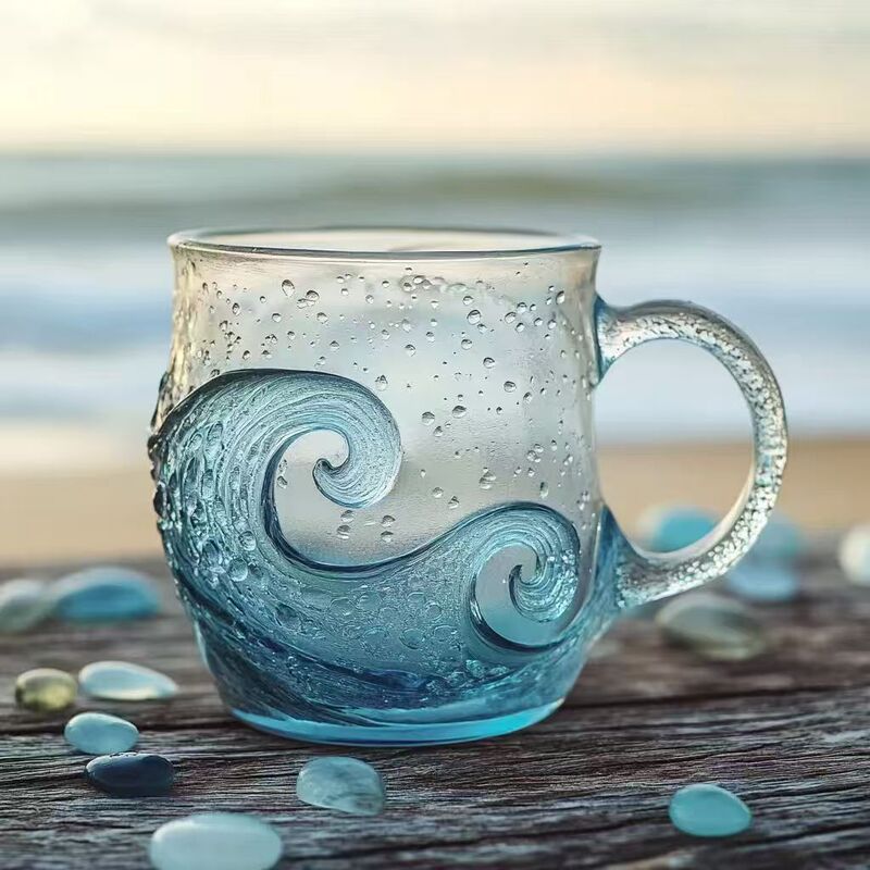 Cross-Border New Product Sea Glass Sunset Mug Wave Glass Sunset Mug Coffee Mug