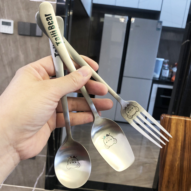 Zhongya Tyley bear 304 stainless steel spoon Fork suit creative cute household children's rice spoon spoon spoon cartoon Zhongya Tyley bear 304 stainless steel spoon Fork suit creative cute household children's rice spoon spoon spoon cartoon