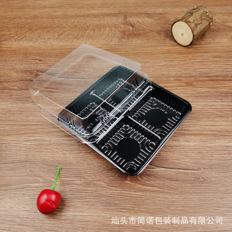 Nieve meiniang caja de embalaje 4/6 piezas de postre desechable puff carne seca hilo pequeño cáscara yema de huevo caja de embalaje crujiente al por mayor