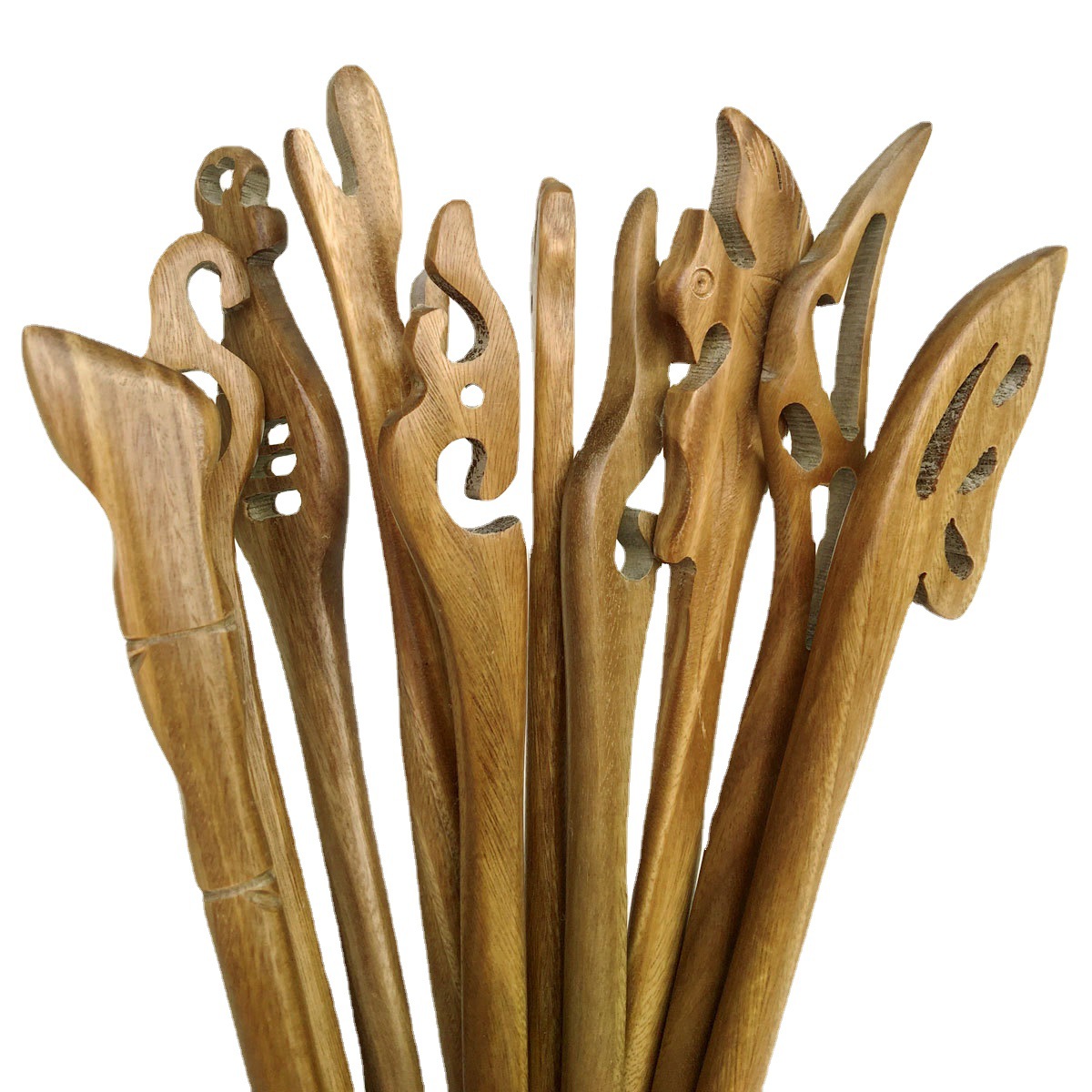 Green sandalwood Hairpin Antiquity Hairpin Retro Flaxen Hair Simplicity woodiness Hairpin ancient costume Hairdressing Hanfu Headdress