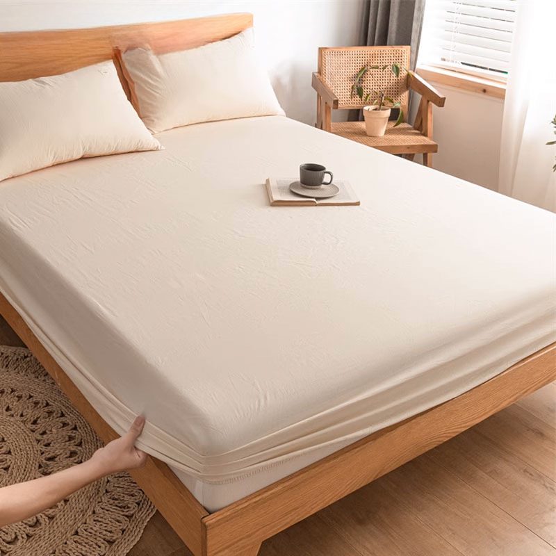 Sombrilla de cama de algodón lavado de algodón puro pieza individual 100 funda de cama de algodón cubierta protectora de colchón Simmons cubierta de polvo de sábana de dormitorio 3