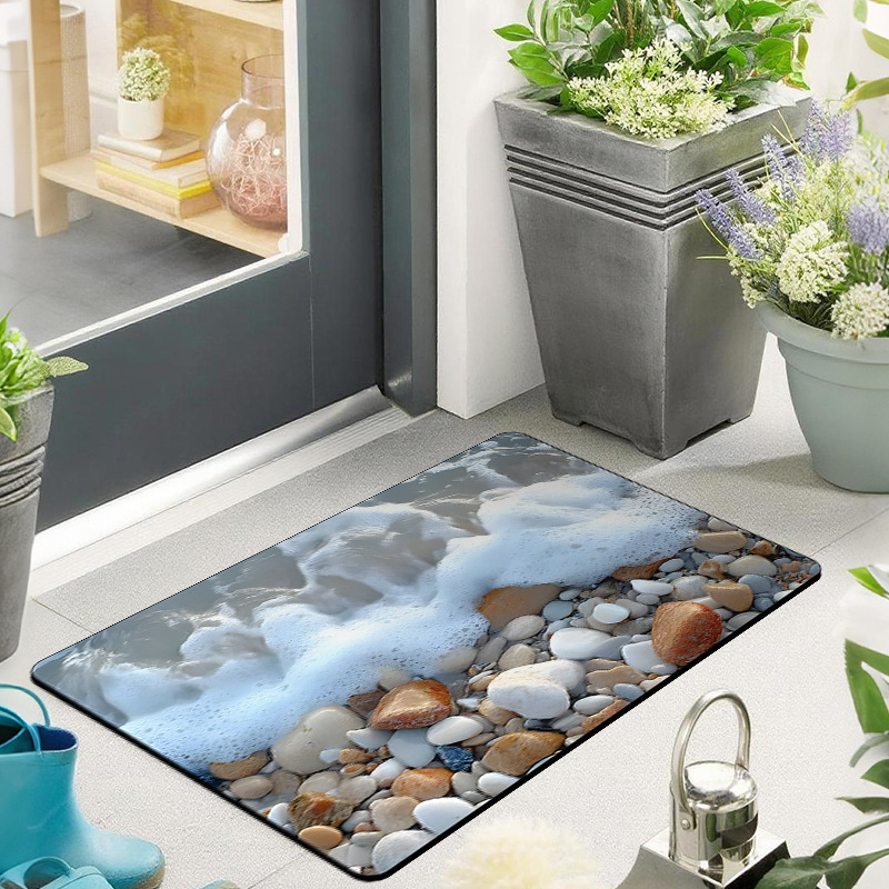 Cross-Border Pebble Diatom Mud Floor Mats for Home Bathroom and Toilet Door Absorbent Non-Slip Floor Mats Can Be Labeled and Shipped