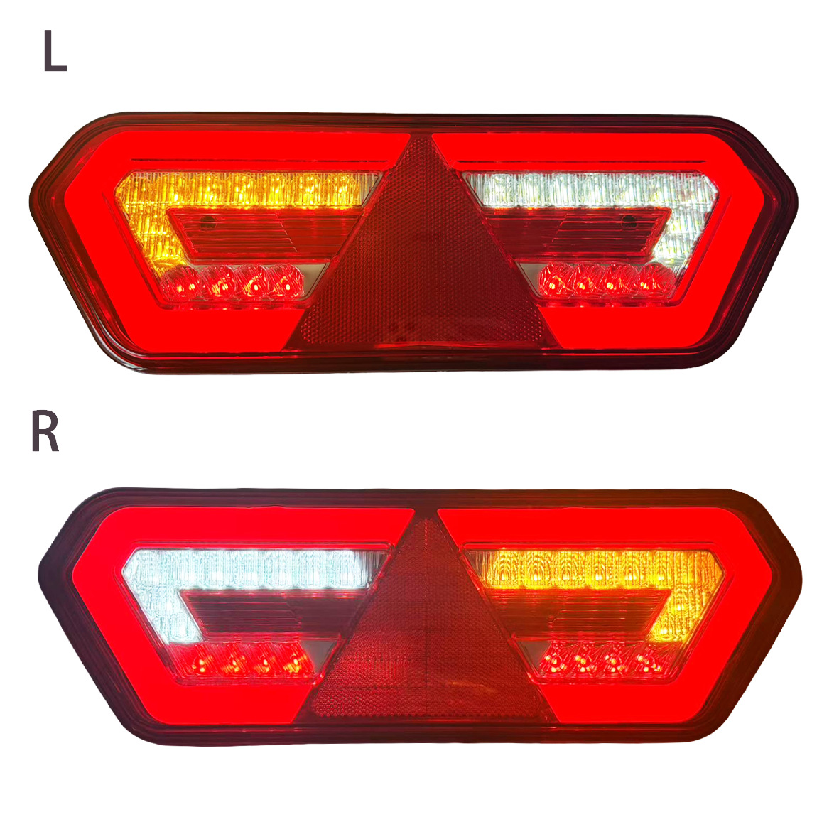 12V-24V Led Dual C Light Guide Universal Truck Tail Light Trailer Side Light Heavy-Duty Truck Trailer Rear Tail Light