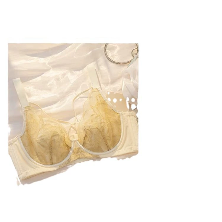 Thin underwear, lace supporting bra with steel rings