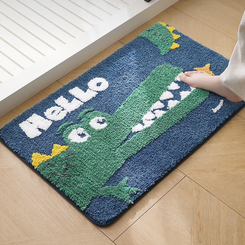 Cartoon bear imitation cashmere floor mat for entryway, dirt-resistant decorative doormat, water-absorbent and skin-friendly foot mat for bathroom entrance Cartoon bear imitation cashmere floor mat for entryway, dirt-resistant decorative doormat, water-absorbent and skin-friendly foot mat for bathroom entrance