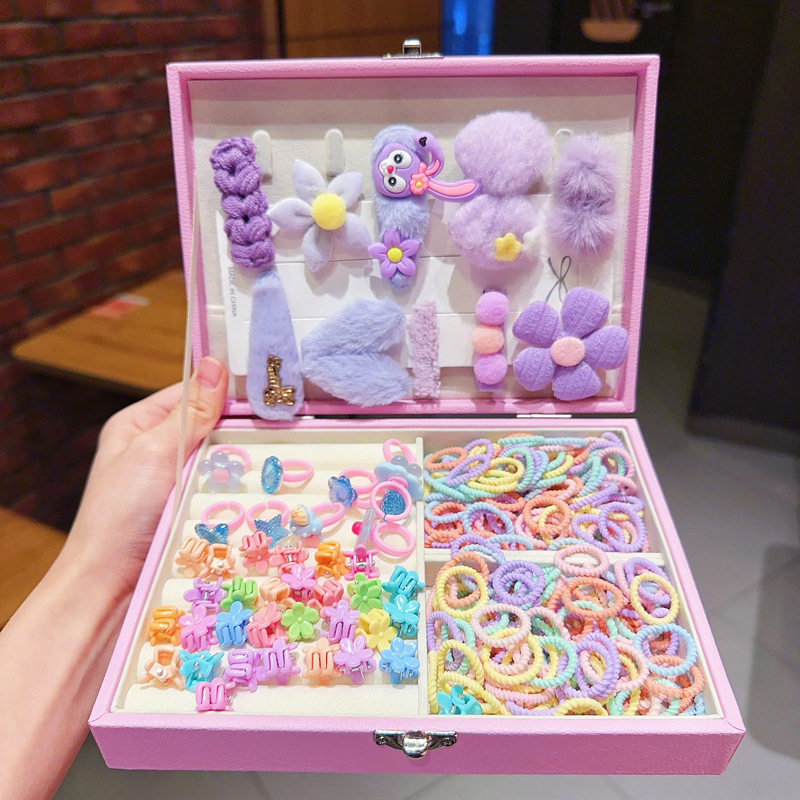 Caja de regalo para niños Jewelry Set linda niña pequeña regalo de cumpleaños princesa cabello cabello cuerda caja de joyería de alta gama