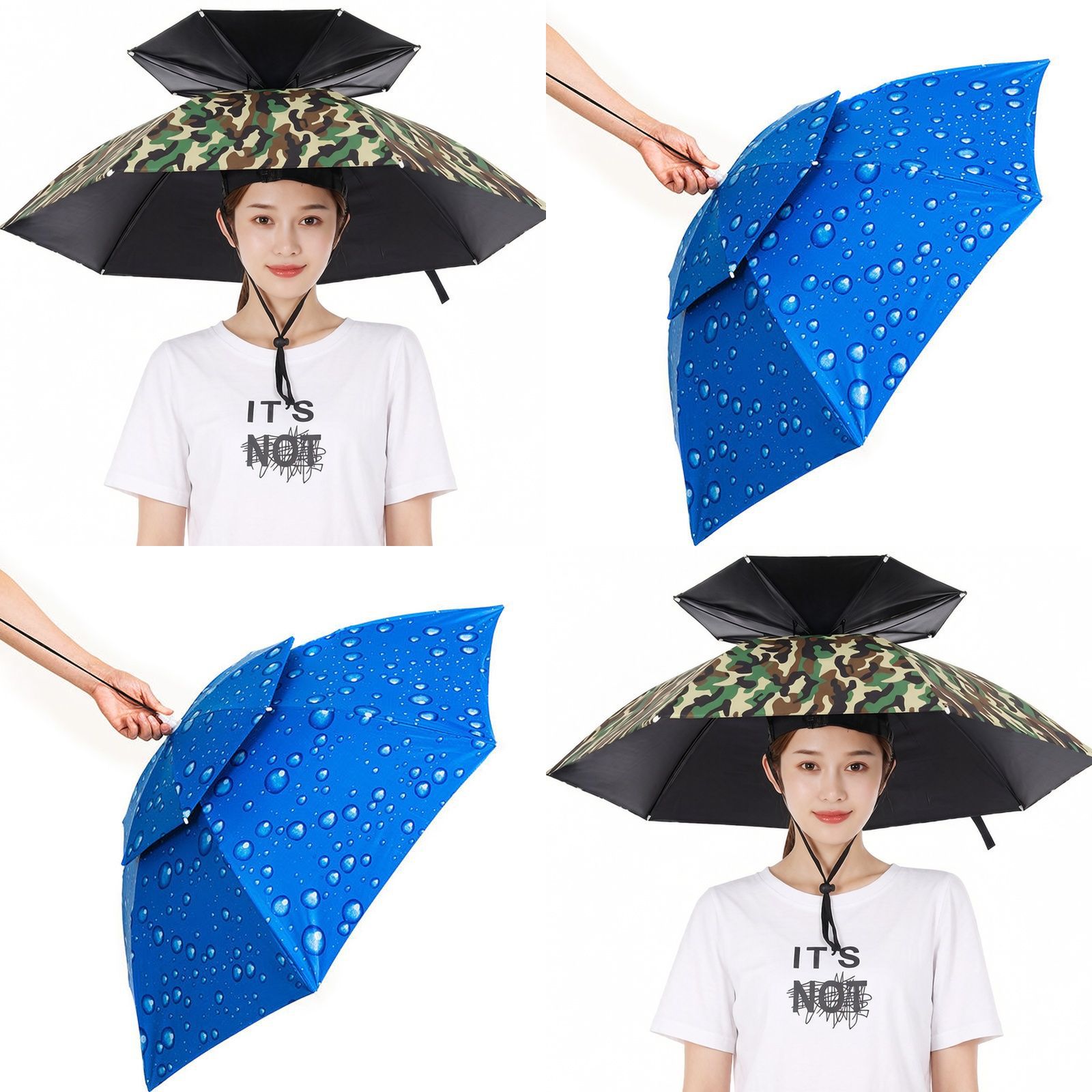 Umbrella hat, head-mounted umbrella hat, fishing hat, sun hat for outdoor activities, tea-picking hat, sanitation worker hat, sun-protective hat, foldable umbrella