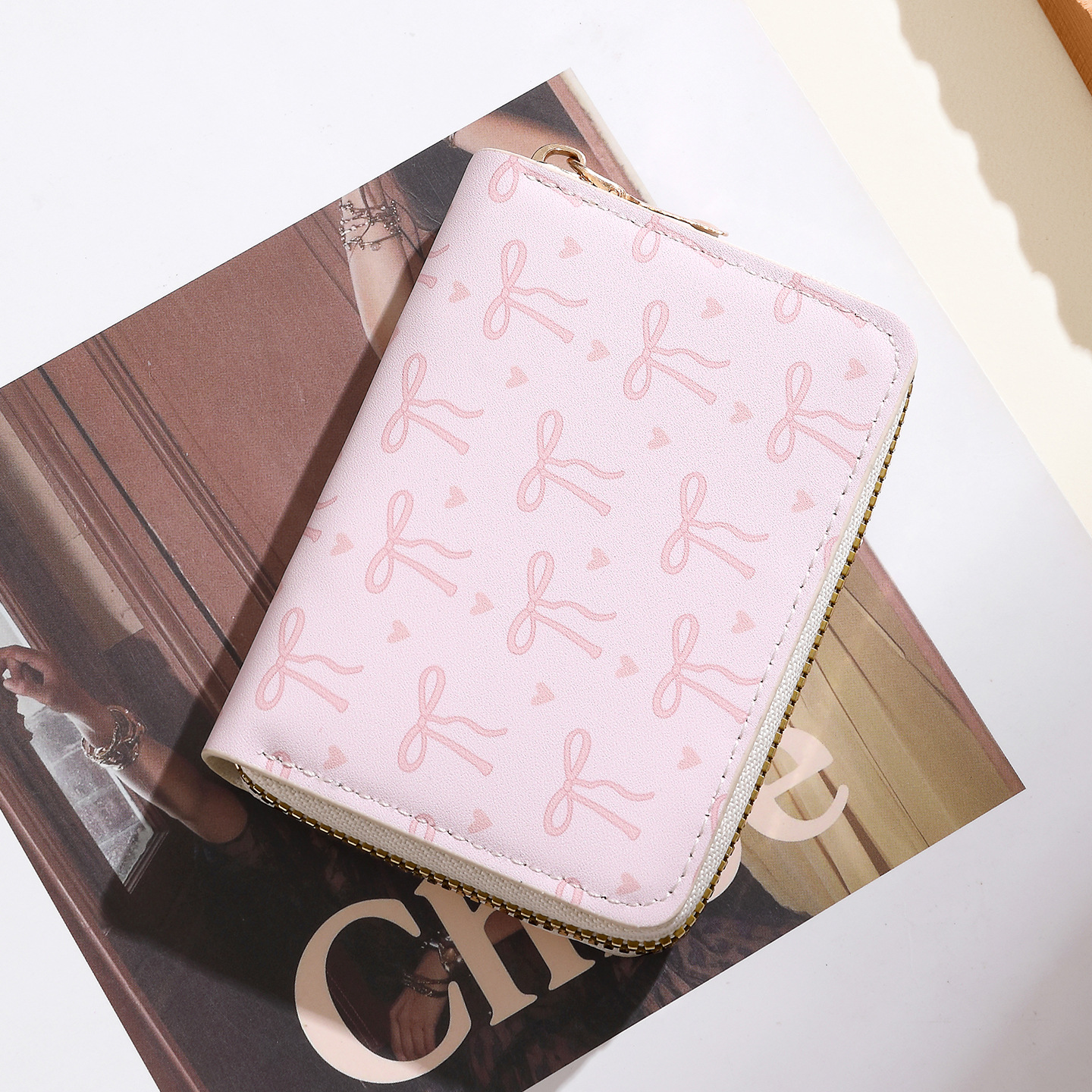 Lindo tarjetero para mujer de gran capacidad ultrafino con múltiples tarjetas, tarjetero compacto, licencia de conducir, bolso de almacenamiento, monedero portátil