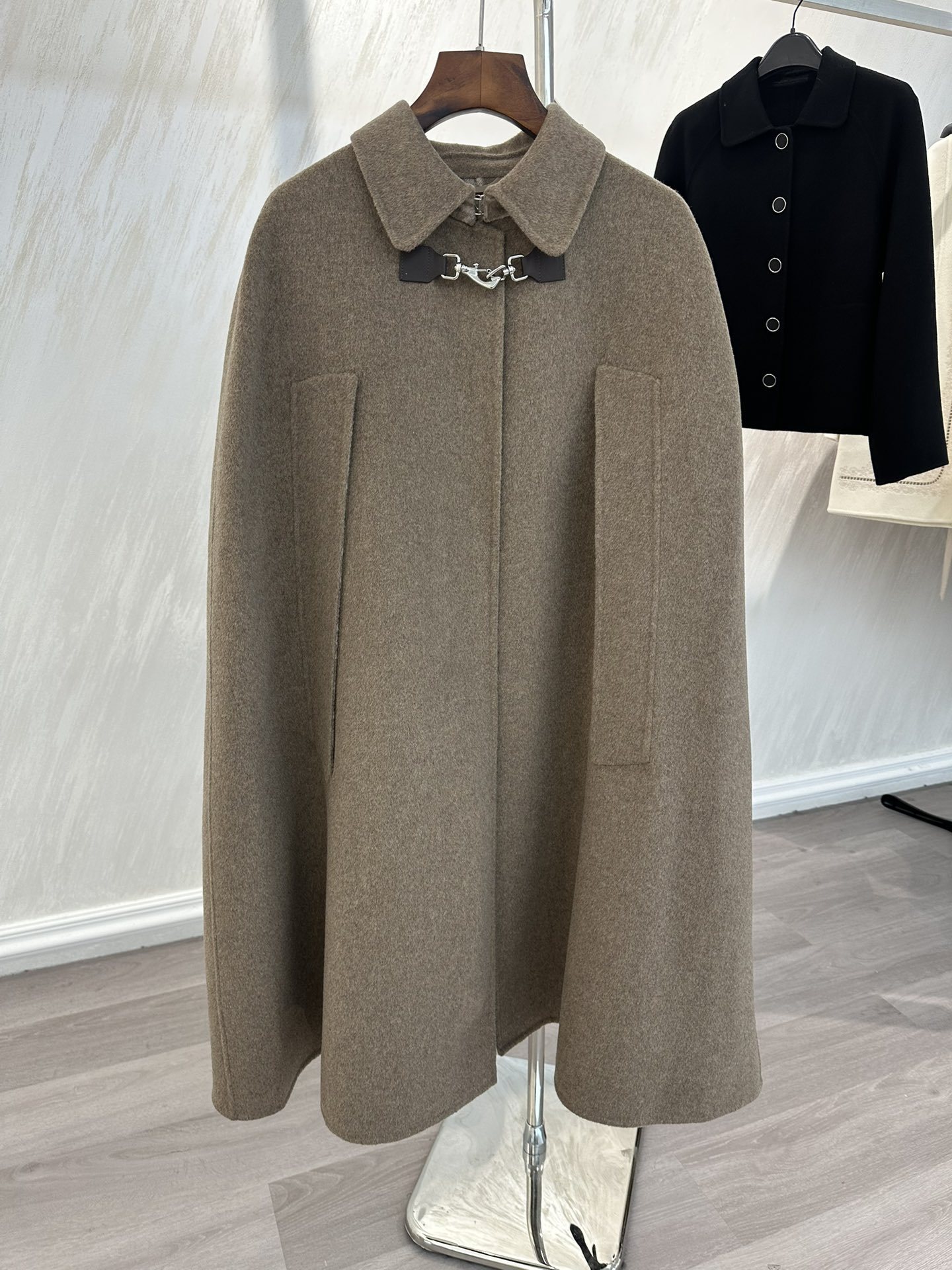 B Brand Same Style European and American Style Double-Sided Cashmere Coat Cape Mid-Length Fashion Elegant Wool Jacket