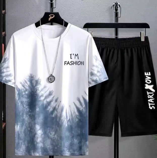 Брюки средней длины, ленивая художественная летняя футболка в стиле Харадзюку ins, Мужская модная футболка в японском стиле, Модный повседневный костюм, модный