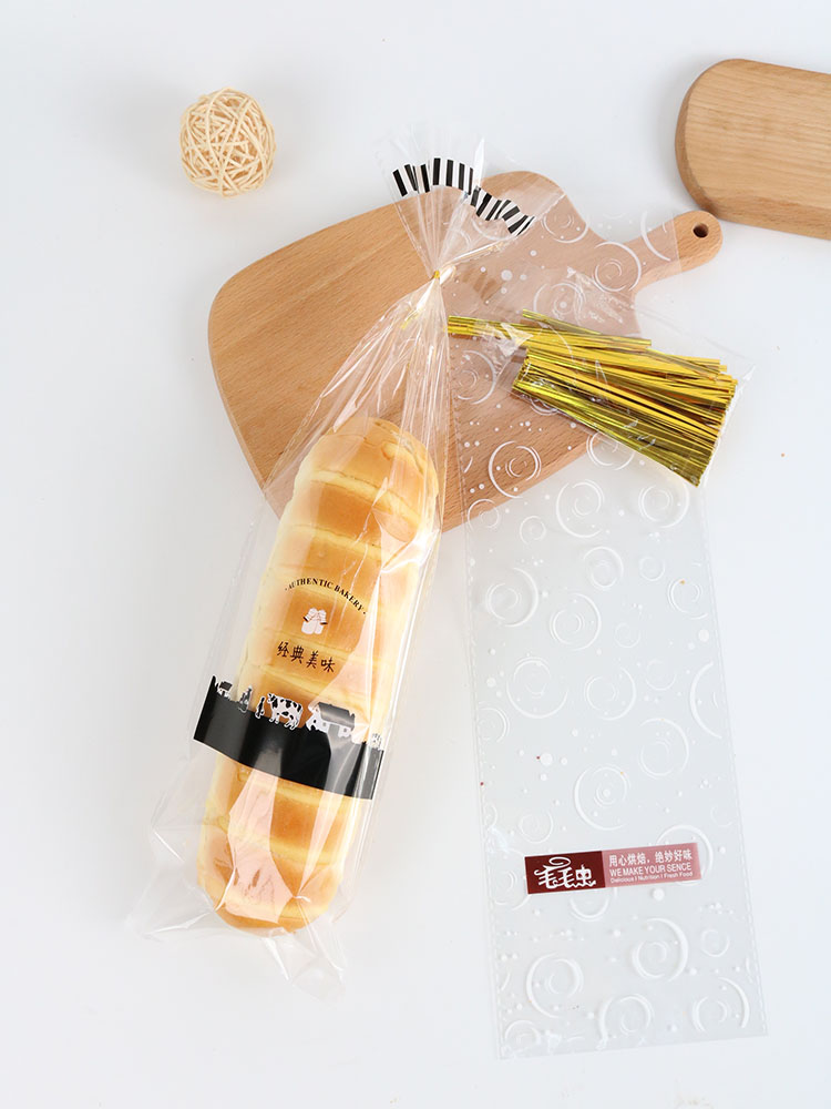 Bolsa de oruga de tira larga, pan, bocadillos, bolsas de galletas, bolsas de puff transparentes, bolsas de alimentos para hornear y empaquetar