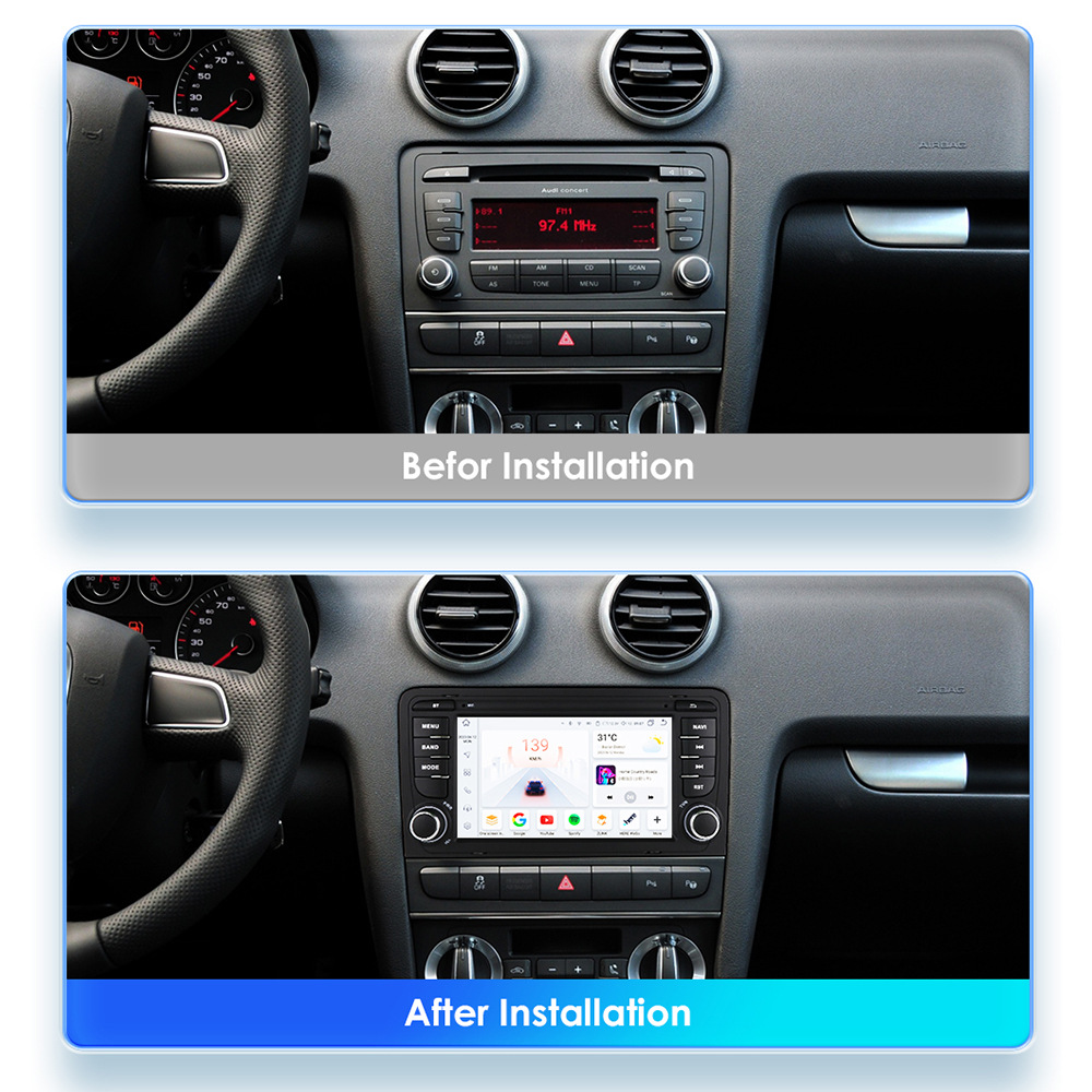 7-inch Audi original car upgraded Android navigation screen changer suitable for 03-12 A3 car large screen navigation all-in-one machine