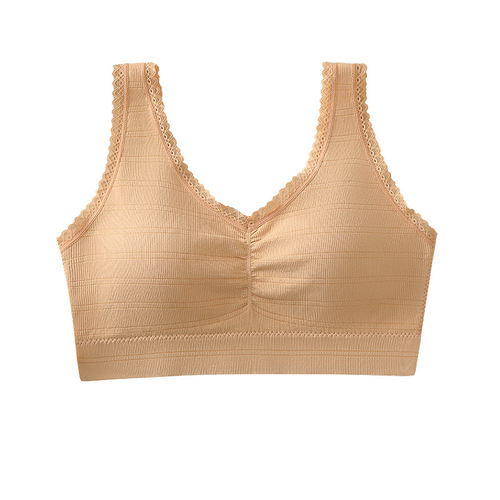 Middle-aged mother's underwear, comfortable bra, vest style, no rims, latex feel, fixed cup, beautiful back bra for young women