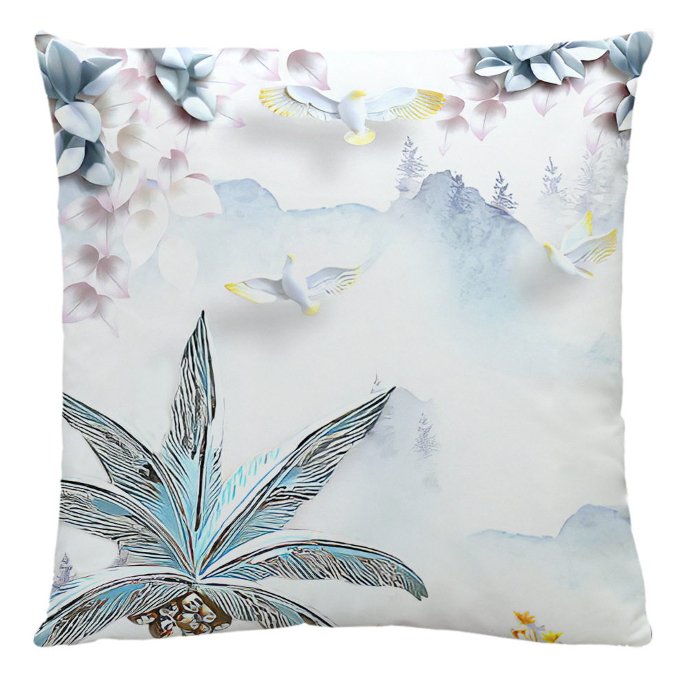 wish 亚马逊艺术浮雕装饰画绒布抱枕套 汽车抱枕家居沙发靠垫批发