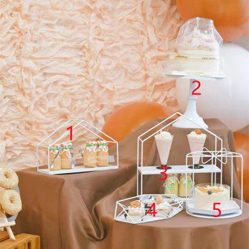 Tabla de postre de hierro forjado blanco decoración de exhibición de bandeja de pastel de estilo europeo de la tarde té de refrigeración de mesa de comida fría image 7