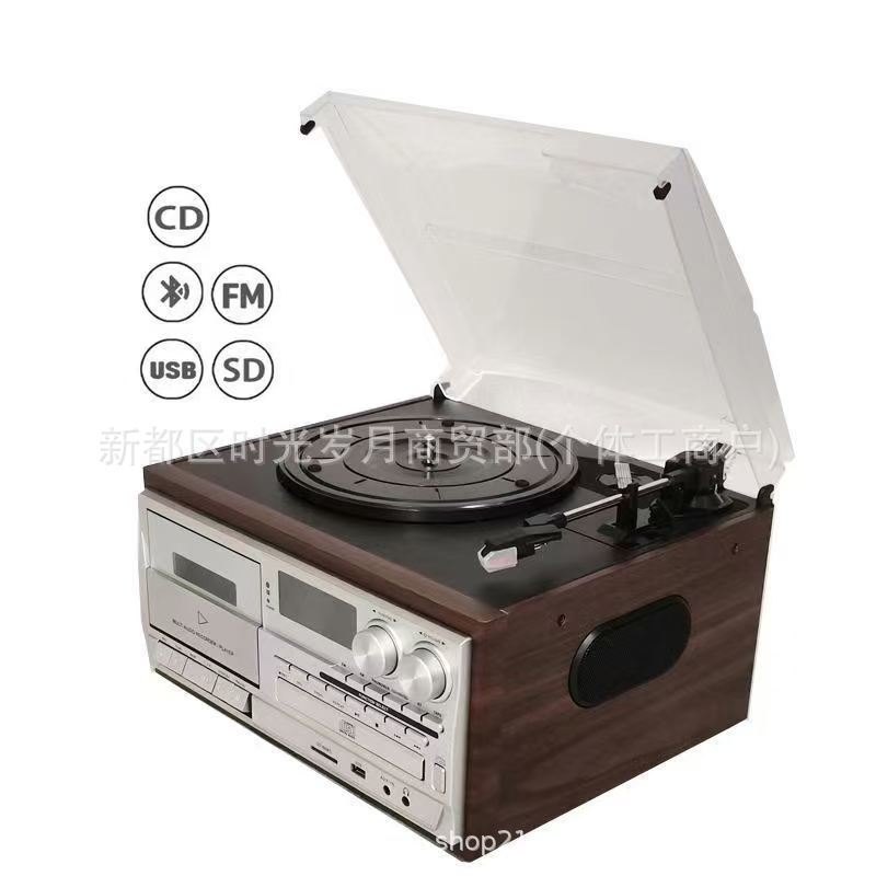 クロスボーダーレトロ多機能 10-in-1 蓄音機ビニールレコード CD プレーヤーテープラジオスピーカー蓄音機|undefined