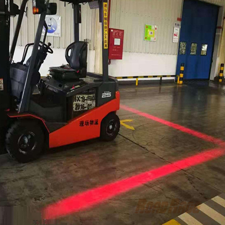 Forklift warning safety boundary area light reversing range width arc straight line red blue light 12-80V