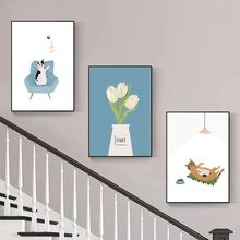 挂画无框画客厅装饰画沙发背景墙三联壁画平安喜乐新中式餐厅墙面