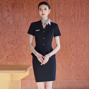 Профессиональный элегантный костюм, летний костюм с короткими рукавами, элегантная рабочая одежда для стойки регистрации отеля, ювелирный магазин, рабочая одежда для салона красоты OL