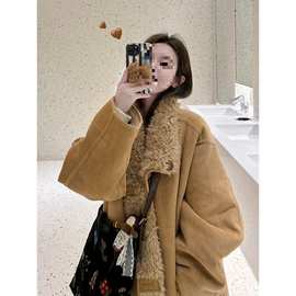 2025新款秋冬季超好看韩系羊羔绒羊羔毛皮毛一体短外套女法式名媛