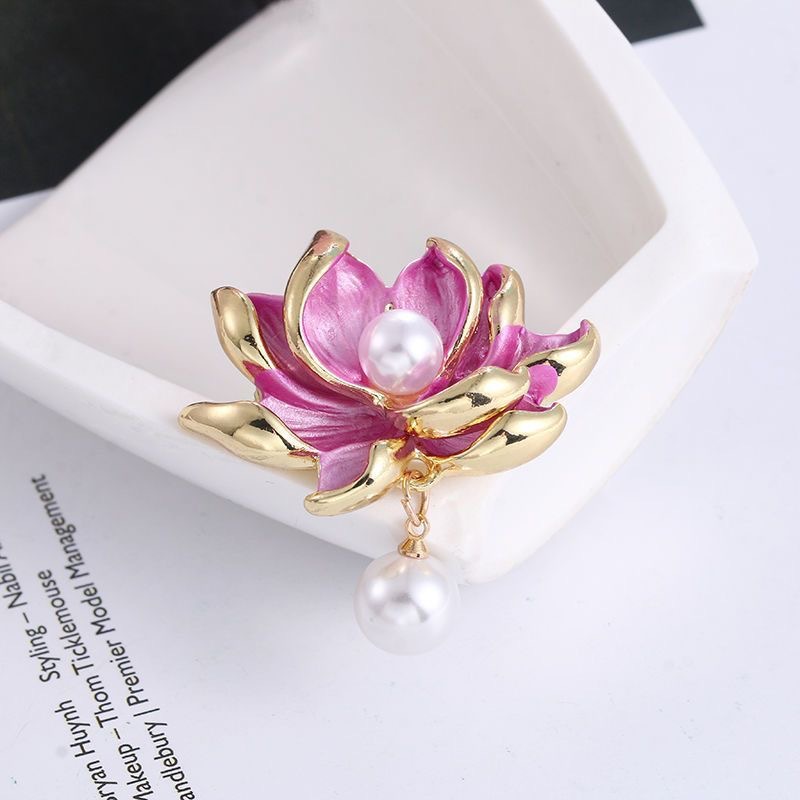 Chinese Style Elegant High-grade Lotus Brooch Women's Elegant Retro Cheongsam Corsage Suit Coat Jacket Pin Accessories