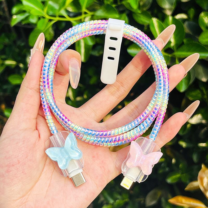 데이터 케이블 보호(케이블 바이트 쌍 포함) - Apple 고속 충전 20w에 적합한 [Color Butterfly]