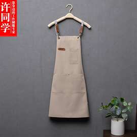 超市帆布防水围裙挂脖水果店奶茶店火锅店美甲服务员围腰防油防污